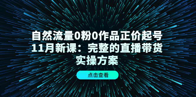 自然流量0粉0作品正价起号11月新课（完整的直播带货实操方案！）