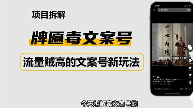 2023抖音快手毒文案新玩法（牌匾文案号，起号快易变现）