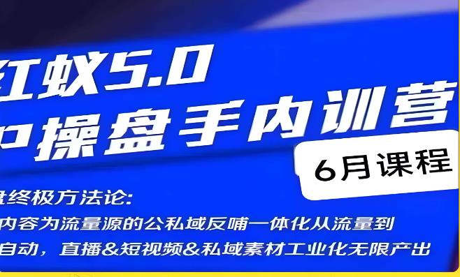 红蚁5.0IP操盘手内训营，教你实现高流量、高变现的IP操盘终极方法