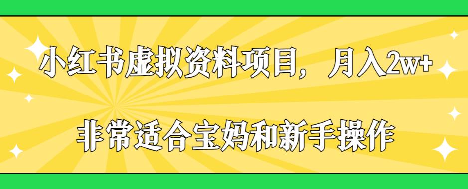 小红书虚拟资料项目，月入2W！适合宝妈和新手操作【揭秘】