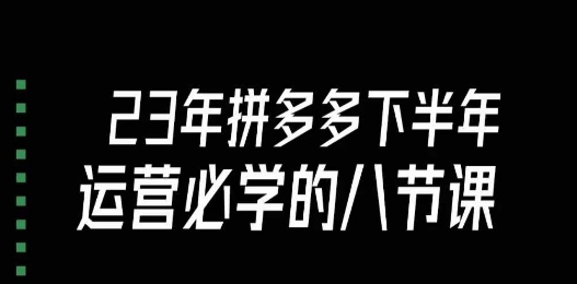 拼多多运营进阶必学，大牙带你掌握23年下半年的高级课程（共18节