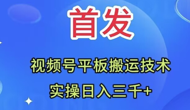 全网首发：视频号平板搬运技术，实操日入3000＋