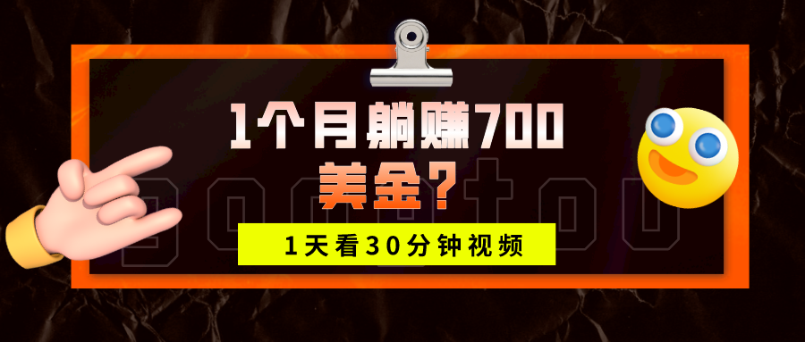 1天看30分钟视频，1个月躺赚700美金？