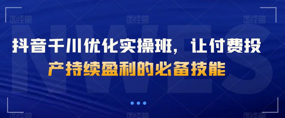 抖音付费千川优化实操班，让付费投产持续盈利的必备优化技巧