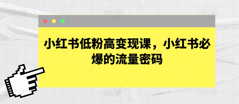 小红书变现宝典！低粉逆袭，流量密码轻松解锁